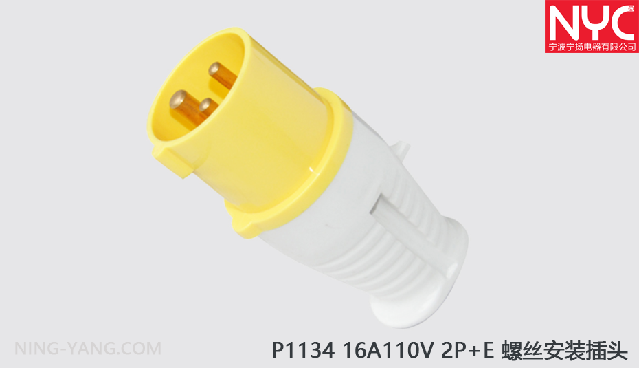 工业插头 16A110V2P+E螺丝安装插头TYP P1134